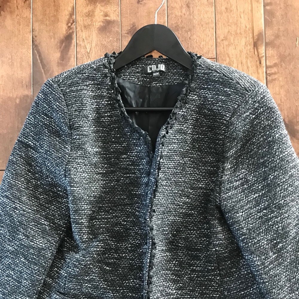 Tweed Jacket Blazer- Black- Size M